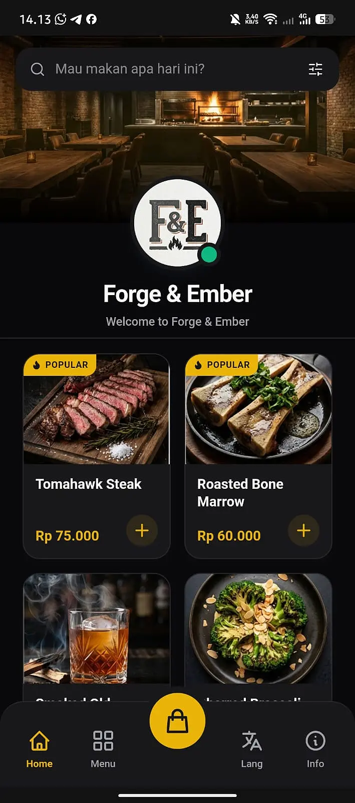 Forge Ember - Restaurant Menu