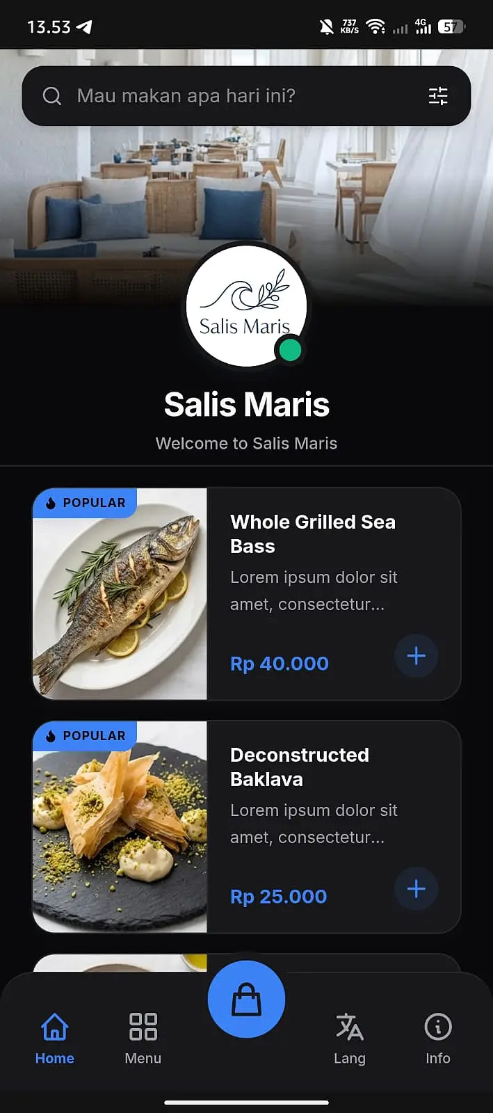 Salis Maris - Restaurant Menu
